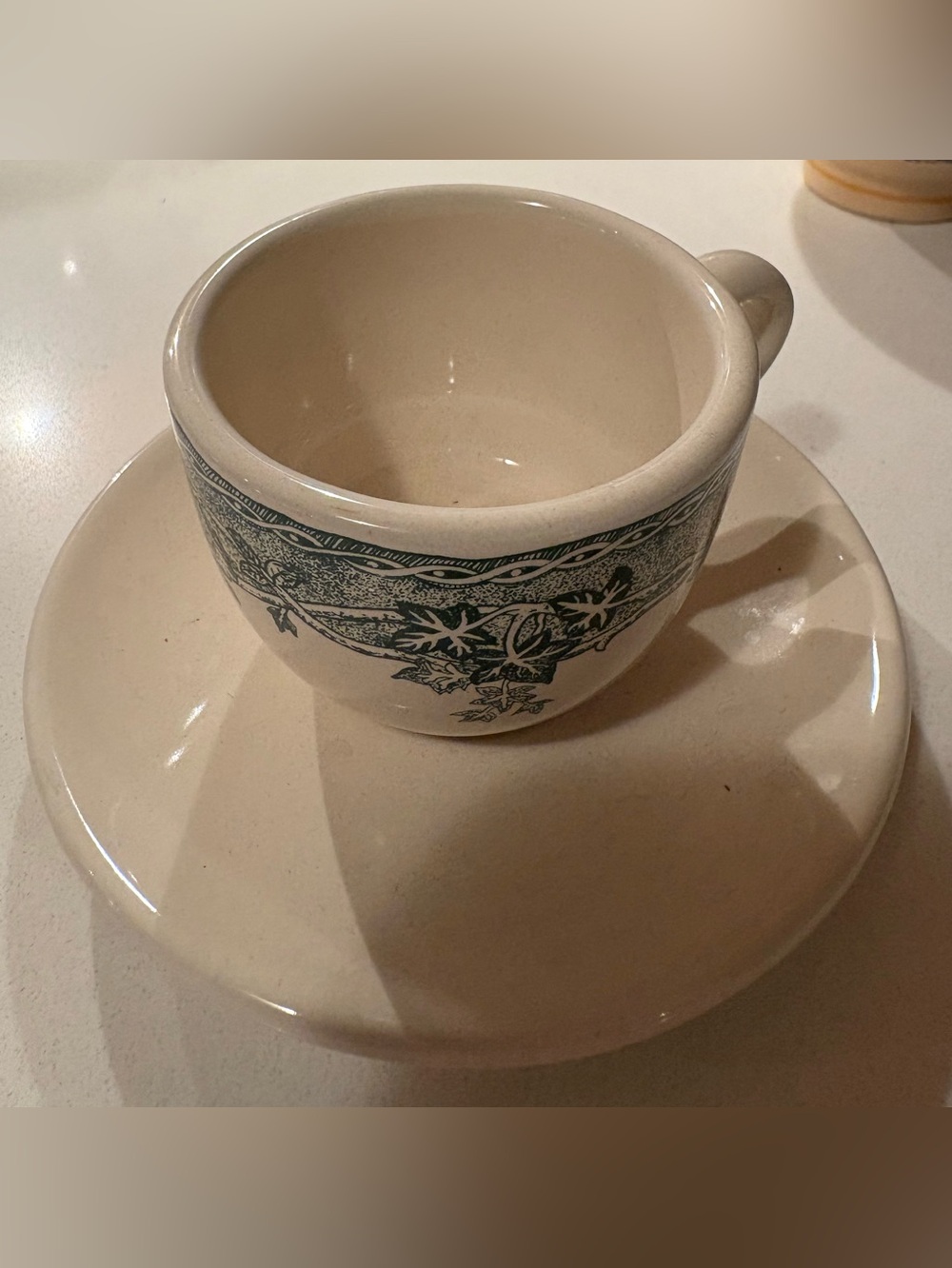 Le Comptoir de Famille ceramic espresso/demitasse set classic green ivy motif